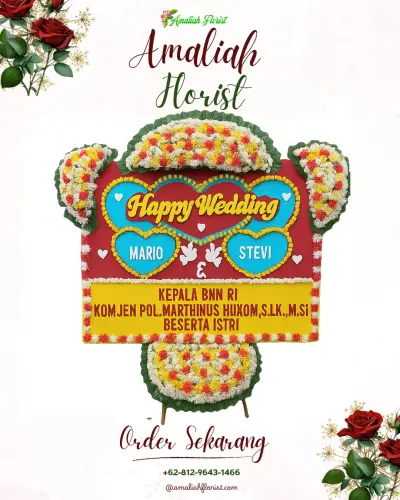 Karangan Papan Bunga Pernikahan di Bangunjaya